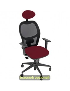 Sedia operativa girevole Unisit Hubble HUHUPG con poggiatesta schienale in rete riv. ignifugo bordeaux HUHUPG/ID