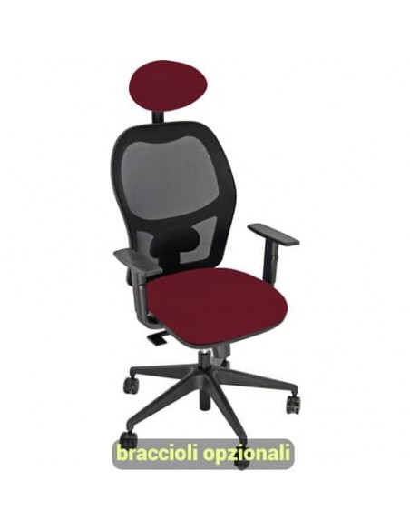 Sedia operativa girevole Unisit Hubble HUHUPG con poggiatesta schienale in rete riv. ignifugo bordeaux HUHUPG/ID