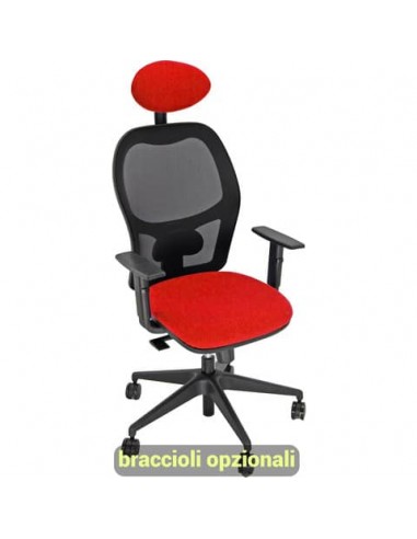 Sedia operativa girevole Unisit Hubble HUHUPG con poggiatesta schienale in rete rivestimento ignifugo rosso HUHUPG/IR