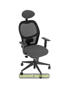 Sedia operativa girevole Unisit Hubble HUHUPG con poggiatesta schienale in rete riv. ecopelle grigio HUHUPG/KG