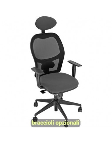 Sedia operativa girevole Unisit Hubble HUHUPG con poggiatesta schienale in rete riv. ecopelle grigio HUHUPG/KG