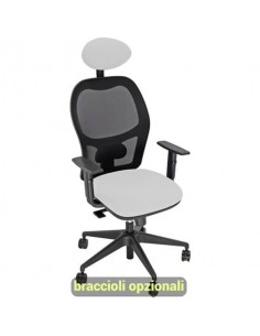 Sedia operativa girevole Unisit Hubble HUHUPG con poggiatesta schienale in rete riv. ecopelle bianco HUHUPG/KQ