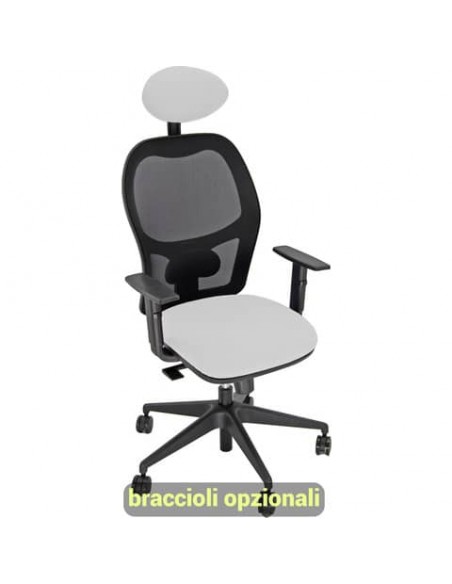 Sedia operativa girevole Unisit Hubble HUHUPG con poggiatesta schienale in rete riv. ecopelle bianco HUHUPG/KQ