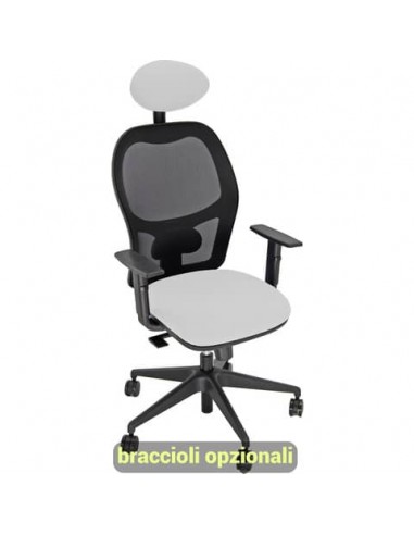 Sedia operativa girevole Unisit Hubble HUHUPG con poggiatesta schienale in rete riv. pelle bianco HUHUPG/PQ