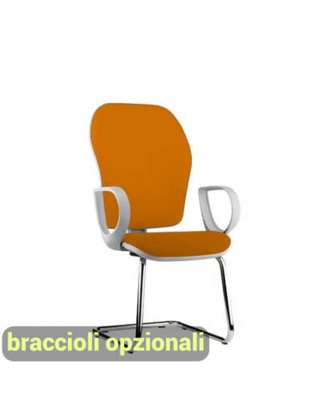 Sedia operativa interlocutore su slitta Unisit Hubble Grafix HUHUSGR schienale rete nero - sedile Eco arancione