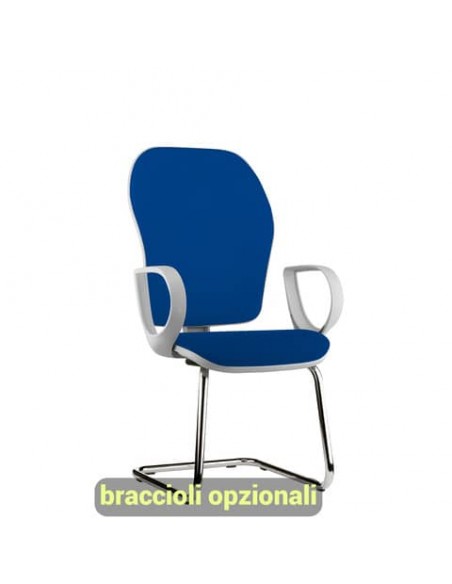 Sedia operativa interlocutore su slitta Unisit Hubble Grafix HUHUSGR schienale rete nero - sedile Eco blu