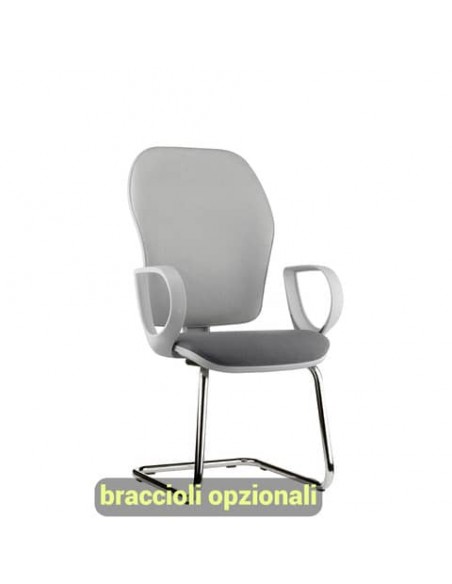 Sedia operativa interlocutore su slitta Unisit Hubble Grafix HUHUSGR schienale rete nero - sedile Eco  grigio scuro