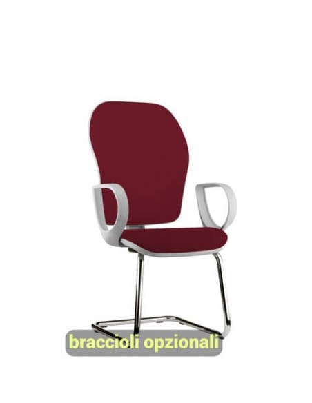 Sedia operativa interlocutore su slitta Unisit Hubble Grafix HUHUSGR schienale rete nero - sedile ignifugo bordeaux