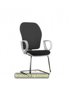 Sedia operativa interlocutore su slitta Unisit Hubble Grafix HUHUSGR schienale rete nero - sedile ignifugo nero