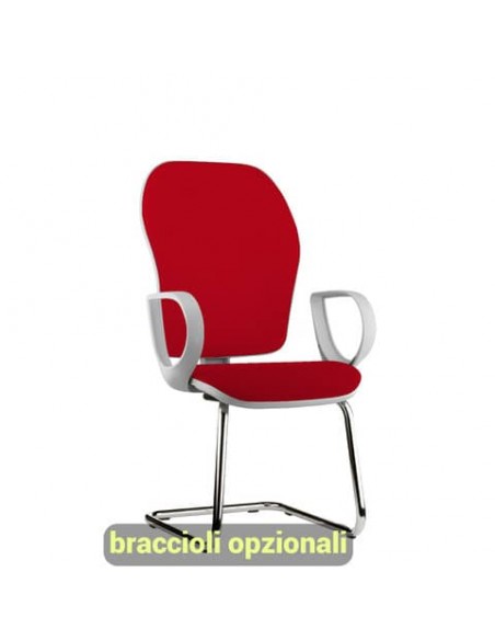 Sedia operativa interlocutore su slitta Unisit Hubble Grafix HUHUSGR schienale rete nero - sedile ignifugo rosso