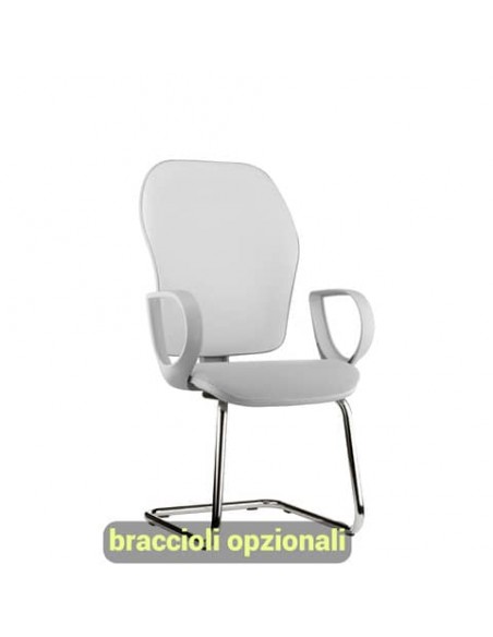 Sedia operativa interlocutore su slitta Unisit Hubble Grafix HUHUSGR schienale rete nero - sedile simipelle bianco