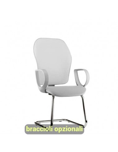 Sedia operativa interlocutore su slitta Unisit Hubble Grafix HUHUSGR schienale rete nero - sedile pelle bianco