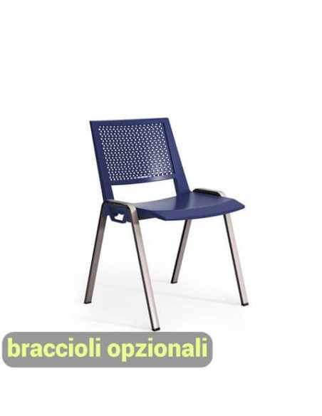 Sedia visitatore a 4 gambe Unisit Kentra KEV base nera schienale traspirante PPL blu - KEV/BL