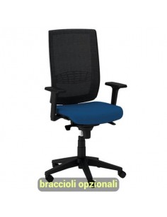 Sedia semidirezionale girevole Unisit Kind KIAN schienale in rete nero - rivestimento ignifugo blu -KIAN/IB