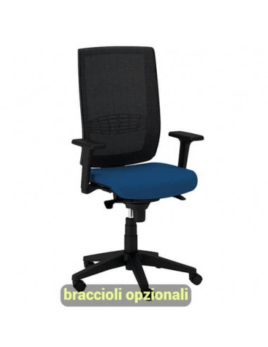 Sedia semidirezionale girevole Unisit Kind KIAN schienale in rete nero - rivestimento ignifugo blu -KIAN/IB