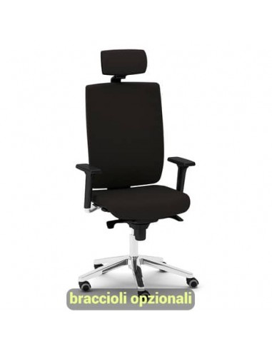 Sedia semidirezionale girevole Unisit Kind KIPGT con poggiatesta rivestimento ignifugo nero - KIPGT/IN