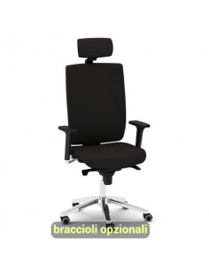 Sedia semidirezionale girevole Unisit Kind KIPGT con poggiatesta rivestimento ecopelle nero - KIPGT/KN