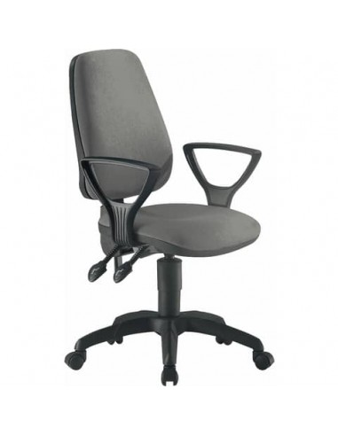 Sedia operativa girevole Unisit Leda LDAY Eco smart - schienale alto rivest. ignifugo grigio con braccioli LDAY/BR/IT