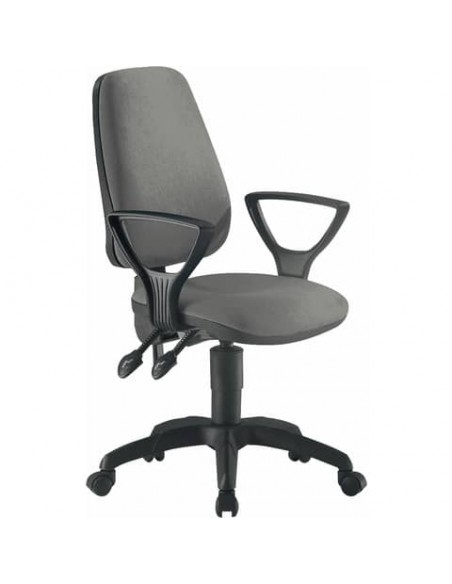 Sedia operativa girevole Unisit Leda LDAY Eco smart - schienale alto rivest. ignifugo grigio con braccioli LDAY/BR/IT