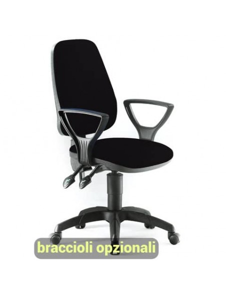 Sedia operativa girevole Unisit Leda LDAY Eco smart - schienale alto - rivestimento ignifugo nero - LDAY/IN