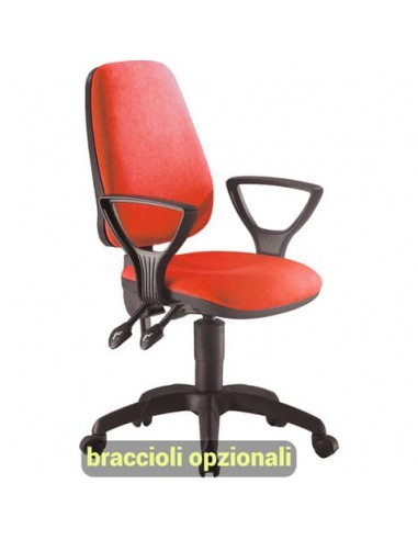 Sedia operativa girevole Unisit Leda LDAY Eco smart - schienale alto - rivestimento ignifugo rosso -LDAY/IR