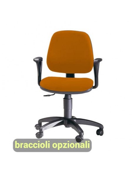 Sedia operativa girevole Unisit Leda LDB Eco smart - schienale basso - rivestimento Eco arancione - LDB/EA