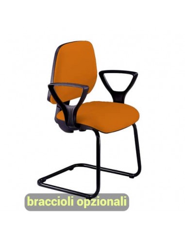 Sedia operativa visitatore Unisit Leda LDS Eco smart su slitta - rivestimento Eco - arancione - LDS/EA