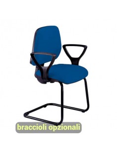 Sedia operativa visitatore Unisit Leda LDS Eco smart su slitta - rivestimento Eco - blu - LDS/EB