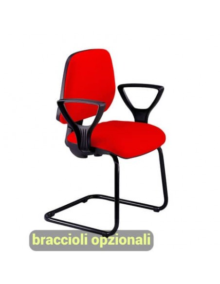 Sedia operativa visitatore Unisit Leda LDS Eco smart su slitta - rivestimento Eco - rosso - LDS/ER