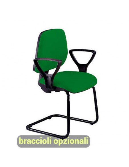 Sedia operativa visitatore Unisit Leda LDS Eco smart su slitta - rivestimento Eco - verde - LDS/EV