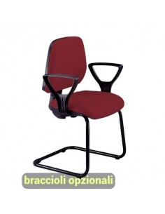 Sedia operativa visitatore Unisit Leda LDS Eco smart su slitta - rivestimento ignifugo - bordeaux - LDS/ID