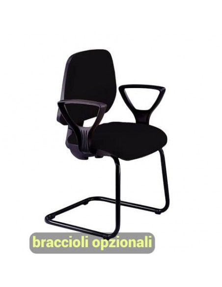 Sedia operativa visitatore Unisit Leda LDS Eco smart su slitta - rivestimento ignifugo - nero - LDS/IN