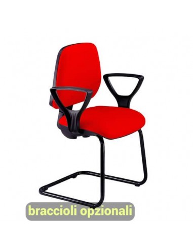 Sedia operativa visitatore Unisit Leda LDS Eco smart su slitta - rivestimento ignifugo - rosso - LDS/IR