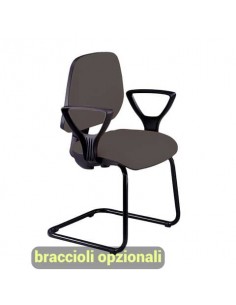 Sedia operativa visitatore Unisit Leda LDS Eco smart su slitta - rivestimento ignifugo - grigio scuro - LDS/IT