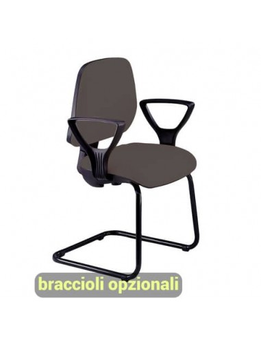 Sedia operativa visitatore Unisit Leda LDS Eco smart su slitta - rivestimento ignifugo - grigio scuro - LDS/IT