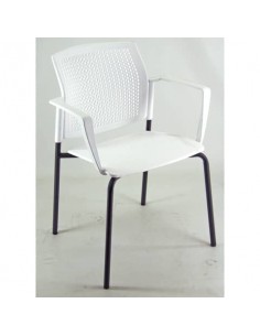 Sedia visitatore a 4 gambe Unisit Login LGSPBR - schienale in rete - PPL bianco con braccioli conf. 2 pezzi LGSPBR/2/BI