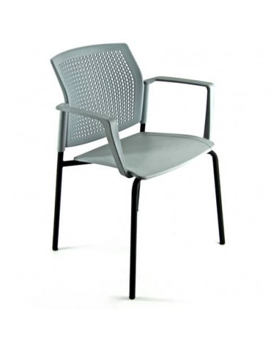 Sedia visitatore a 4 gambe Unisit Login LGSPBR - schienale in rete - PPL grigio con braccioli conf. 2 pezzi LGSPBR/2/GR