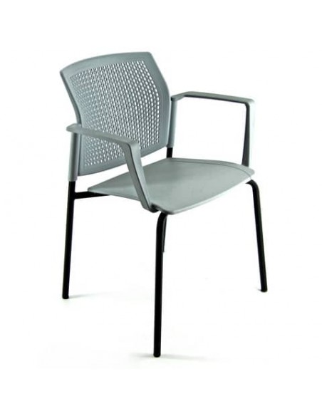 Sedia visitatore a 4 gambe Unisit Login LGSPBR - schienale in rete - PPL grigio con braccioli conf. 2 pezzi LGSPBR/2/GR