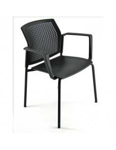 Sedia visitatore a 4 gambe Unisit Login LGSPBR - schienale in rete - PPL nero con braccioli conf. 2 pezzi LGSPBR/2/NE
