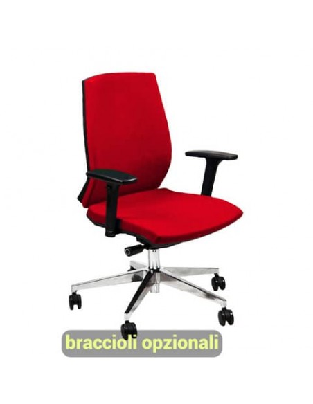 Sedia operativa girevole Unisit Larissa LR1S - rivestimento Eco rosso - LR1S/ER