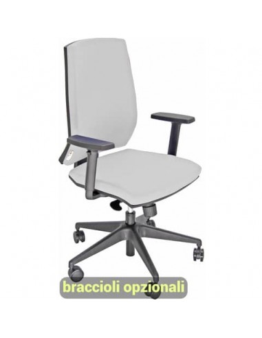 Sedia operativa girevole Unisit Larissa LR1S - rivestimento ecopelle bianco - LR1S/KQ