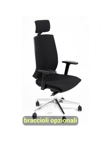 Sedia operativa girevole Unisit Larissa LR1SB con poggiatesta - rivestimento pelle nero - LR1SB/PN