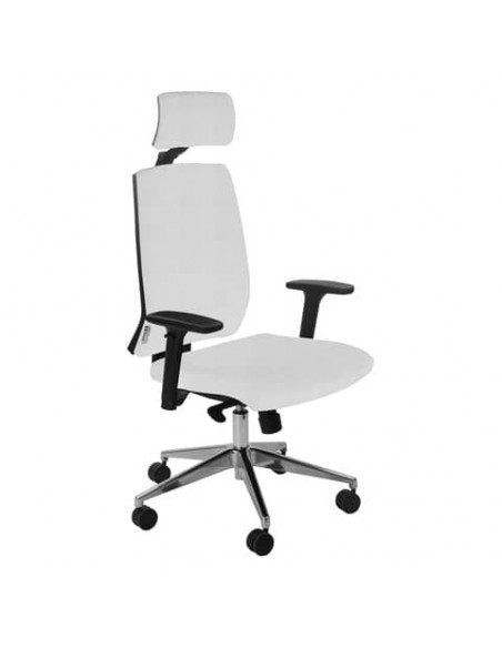 Sedia operativa girevole Unisit Larissa LR1SB con poggiatesta - rivestimento pelle bianco - LR1SB/PQ