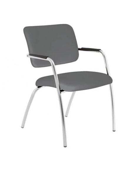 Sedia visitatore a 4 gambe Unisit Lithium LT4G struttura cromata - rivest. Eco grigio scuro - LT4G/ET