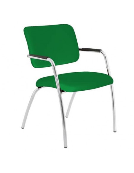 Sedia visitatore a 4 gambe Unisit Lithium LT4G struttura cromata - rivest. Eco verde - LT4G/EV