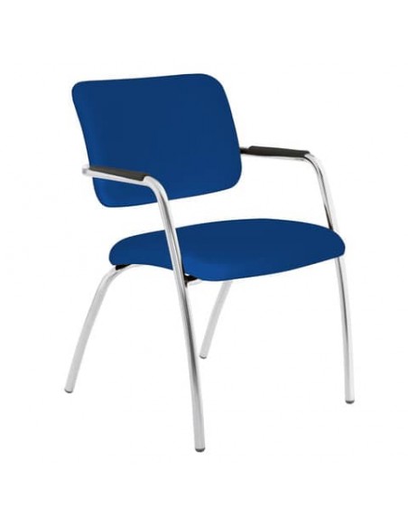 Sedia visitatore a 4 gambe Unisit Lithium LT4G struttura cromata - rivest. ignifugo blu - LT4G/IB