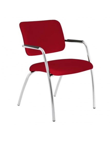 Sedia visitatore a 4 gambe Unisit Lithium LT4G struttura cromata - rivest. ignifugo - rosso - LT4G/IR