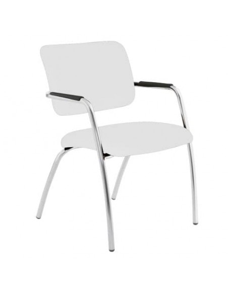 Sedia visitatore a 4 gambe Unisit Lithium LT4G struttura cromata - rivest. ecopelle bianco - LT4G/KQ