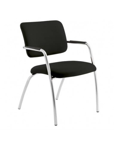 Sedia visitatore a 4 gambe Unisit Lithium LT4G struttura cromata - rivest. pelle nero - LT4G/PN