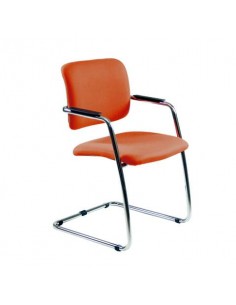 Sedia visitatore con slitta Unisit Lithium LTLT struttura cromata - rivest. Eco arancione - impilabile LTLT/EA